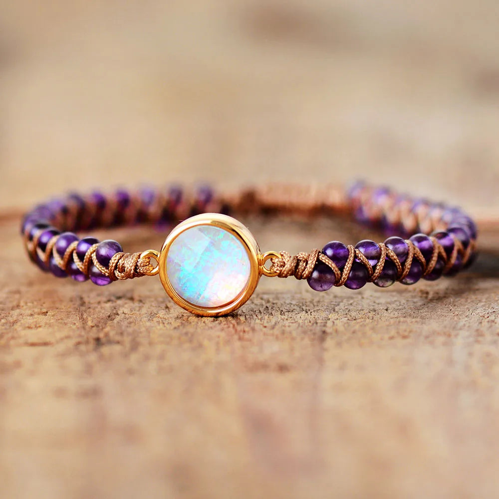 Amethyst & Opal Stone Wrap Bracelet