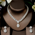 Dubai White Gold Plated Cubic Zirconia Necklace Earring Set