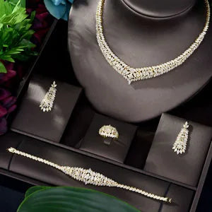 Luxury Cubic Zirconia Necklace Earring Bracelet Set