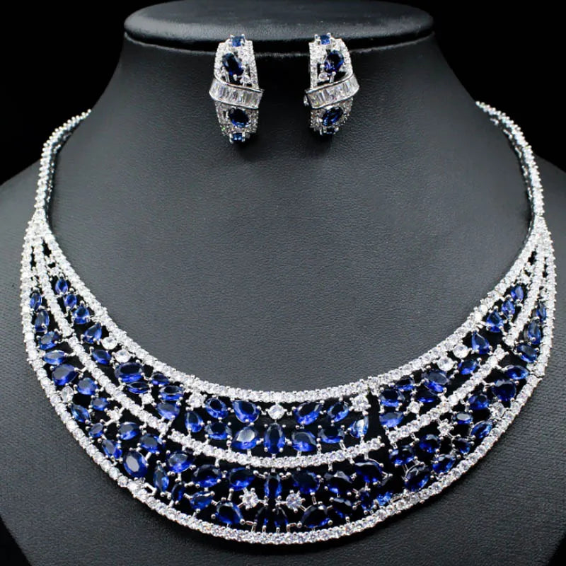 Luxury Rhodium Silver Cubic Zirconia Necklace