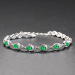 Emerald Water Drop 925 Silver Bracelet