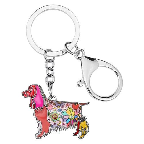 WEVENI Enamel Spaniel Dog Keychain