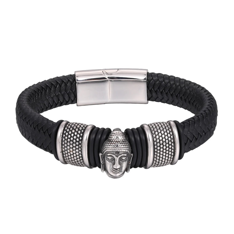 Vishnu Shakyamuni Buddha Leather Bracelet