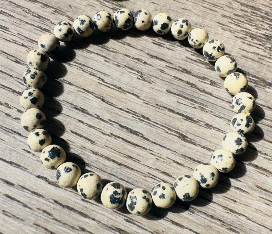 Natural Dalmatian Jasper Bead Bracelet – 8mm
