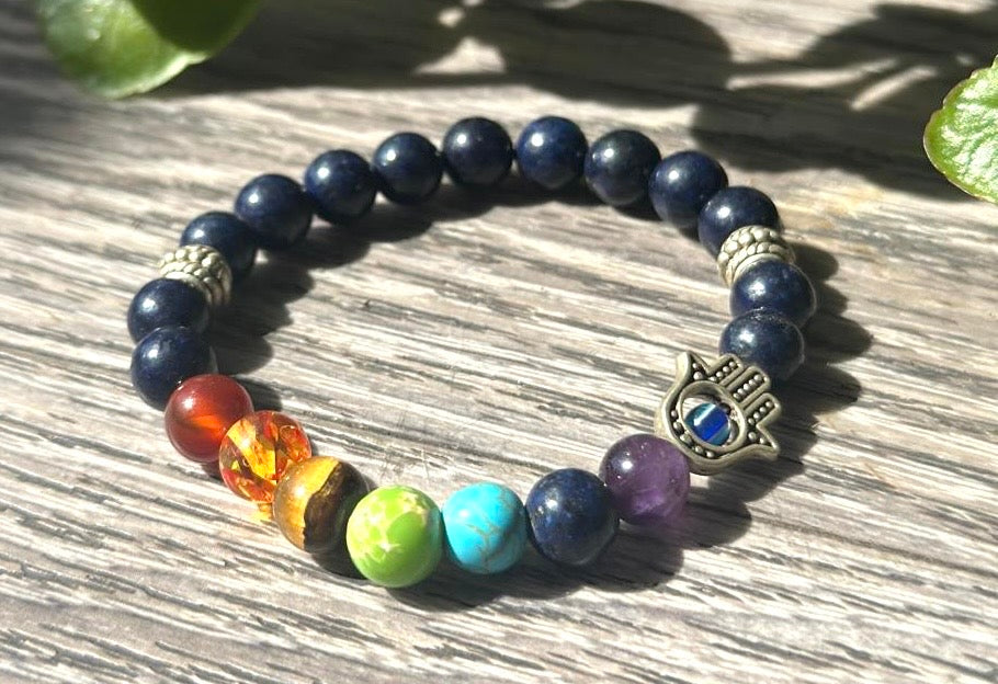 Lapis Lazuli Seven Chakra Beads (6–8mm)