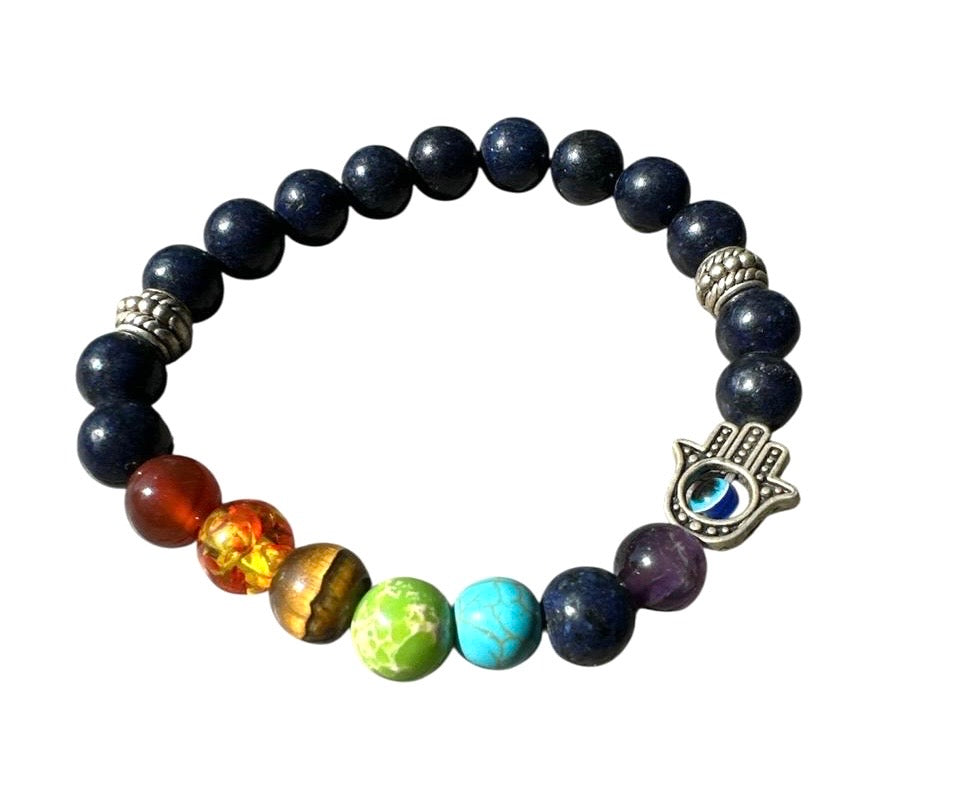 Lapis Lazuli Seven Chakra Beads (6–8mm)