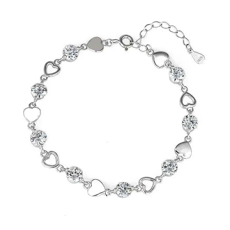 925 Heart Zircon Hollow Bracelet