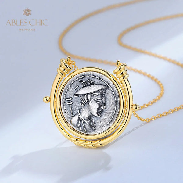 Greek Deity Silver Coin Pendant