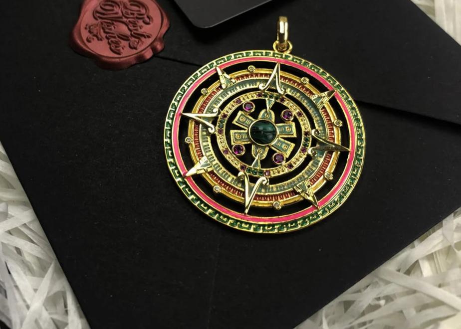 Golden Aztec Amulet Pendant