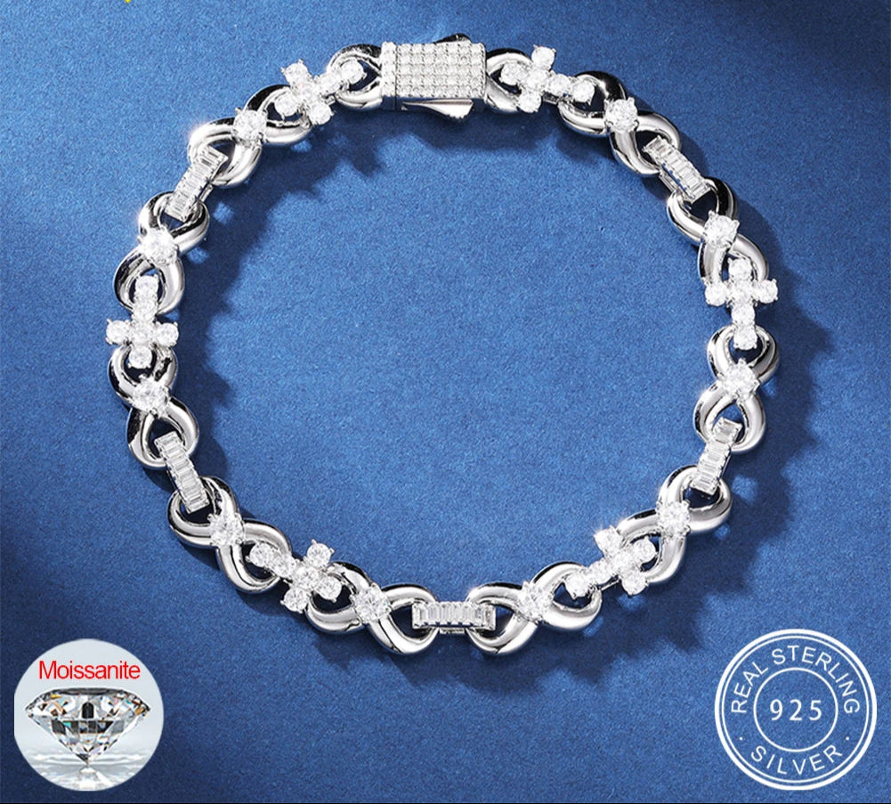 S925 Iced Out Cross Infinity Bracelet