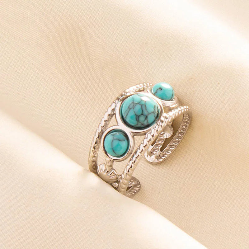 Boho Turquoise Adjustable Ring 