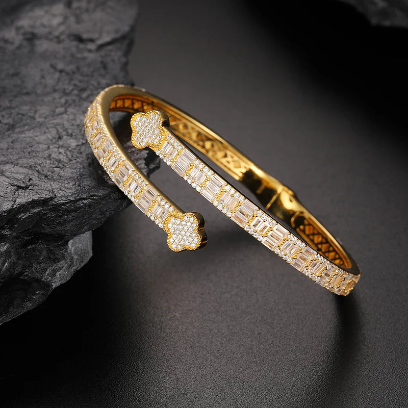 TUHE Luxury Moissanite 925 Silver Hip-Hop Bangle
