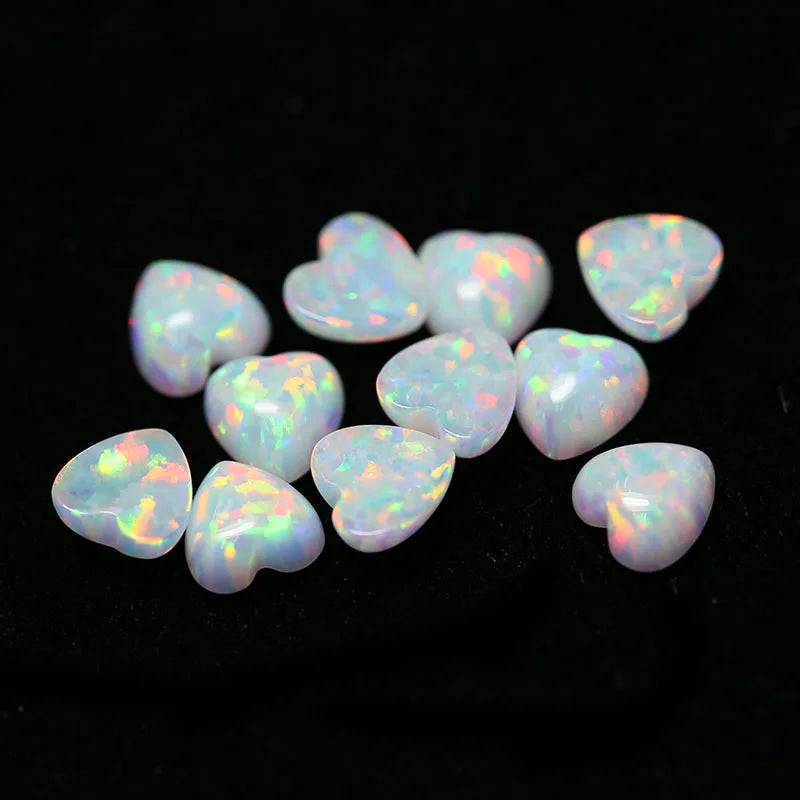 White Heart Shape Cabochon Opal for Jewelry
