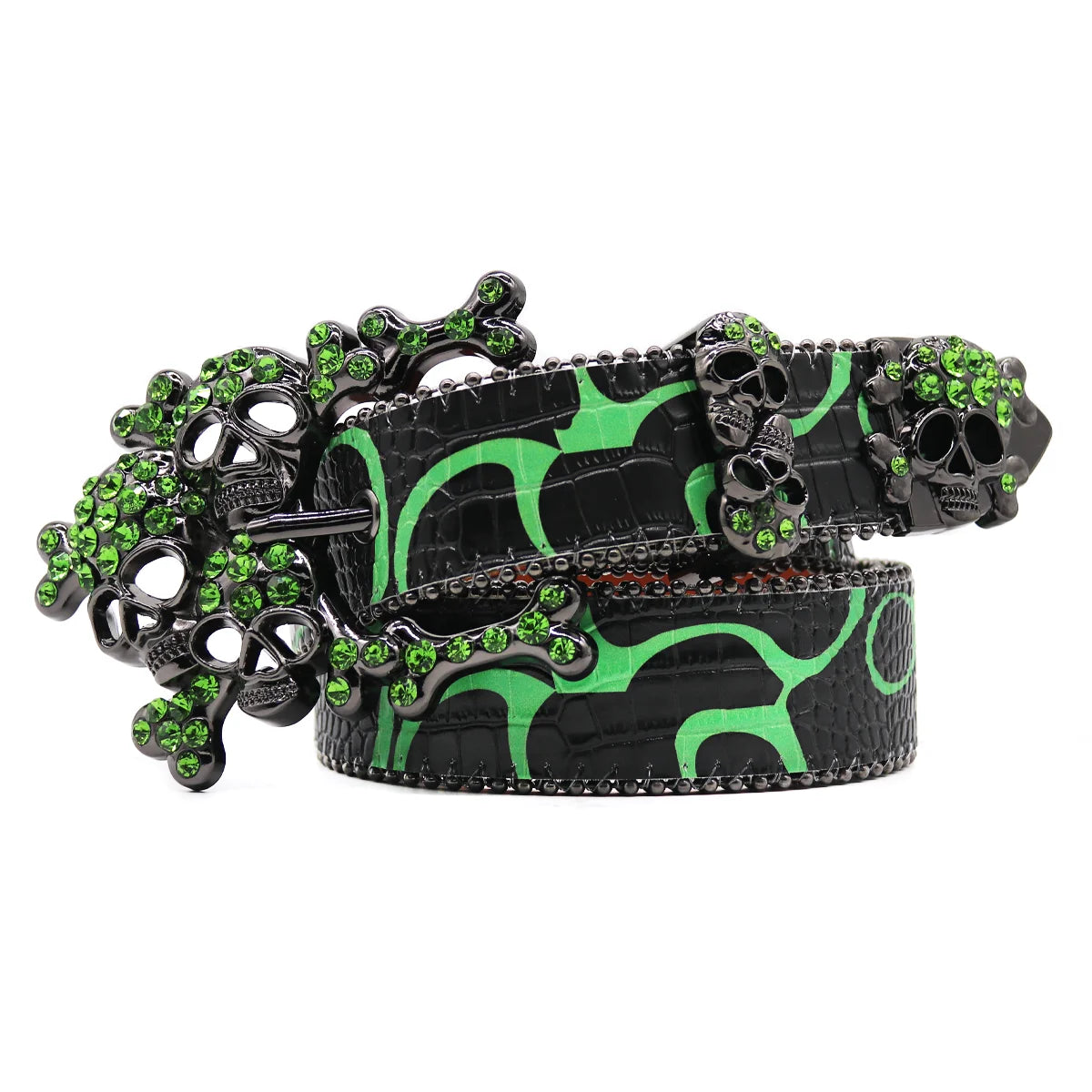 Skull Western Rhinestones Belt