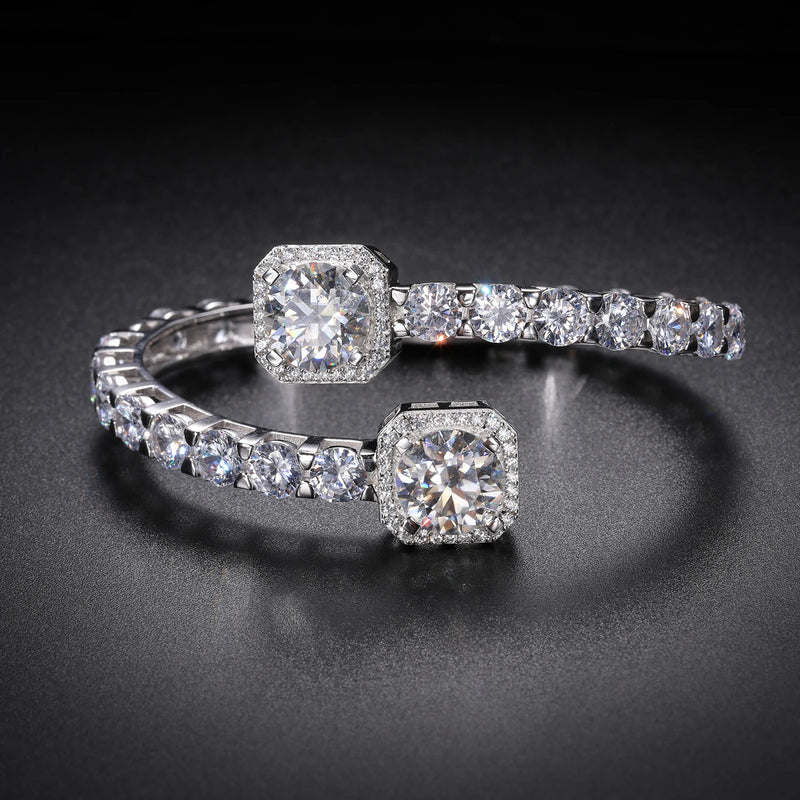 TUHE Luxury Moissanite 925 Silver Hip-Hop Bangle