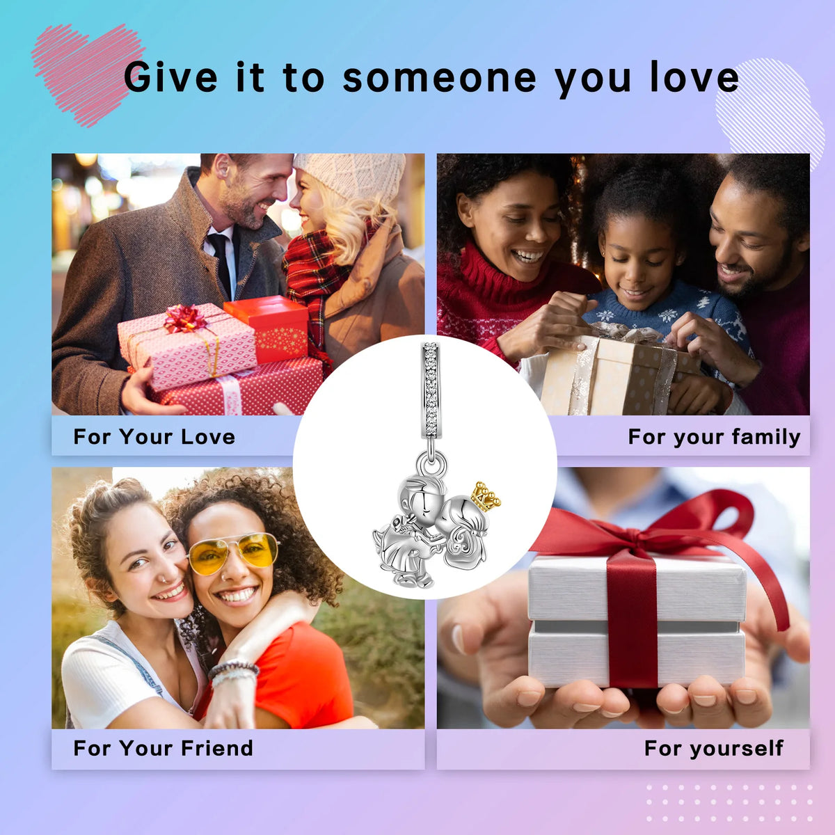 Kiss Crown Charm for Pandora Bracelets