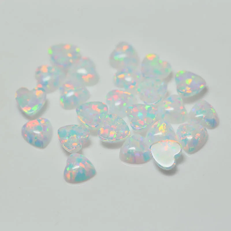 White Heart Shape Cabochon Opal for Jewelry