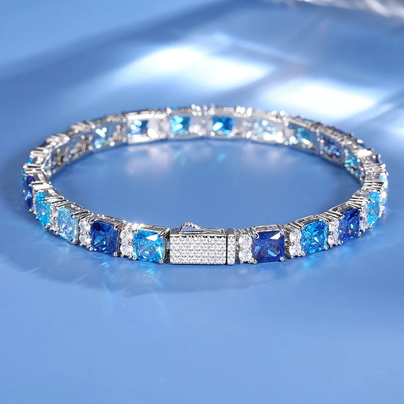 Gradient Blue Square Tennis Bracelet