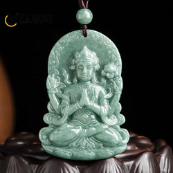 Jadeite Guanyin Pendant - Four Arms Fengshui Charms