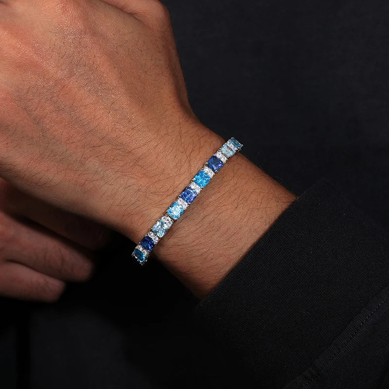 Gradient Blue Square Tennis Bracelet