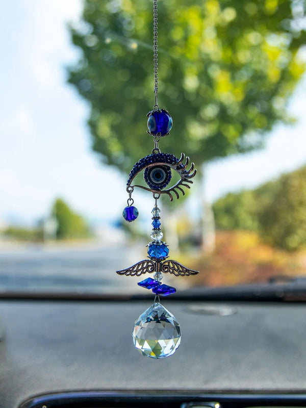 Blue Evil Eye Butterfly Amulet with Rhinestones