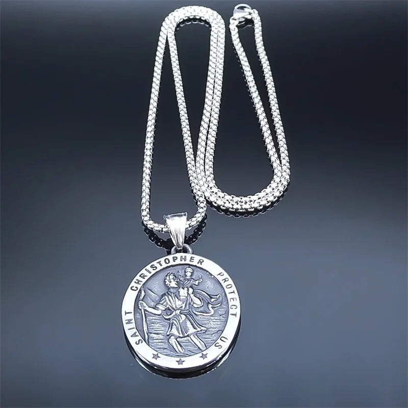 Stainless Steel Protection Amulet Necklace