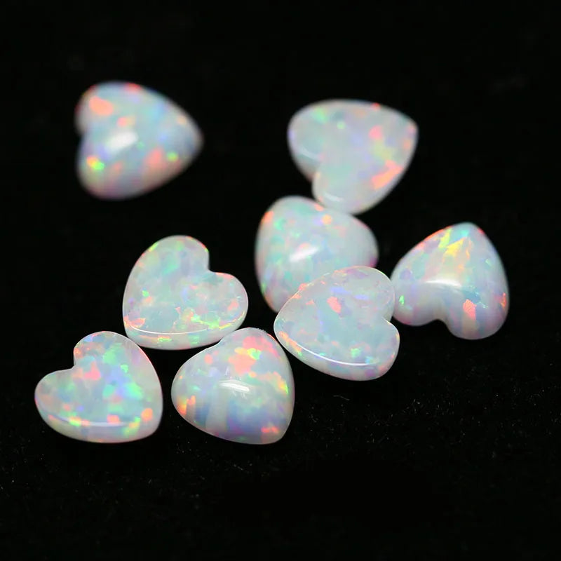 White Heart Shape Cabochon Opal for Jewelry