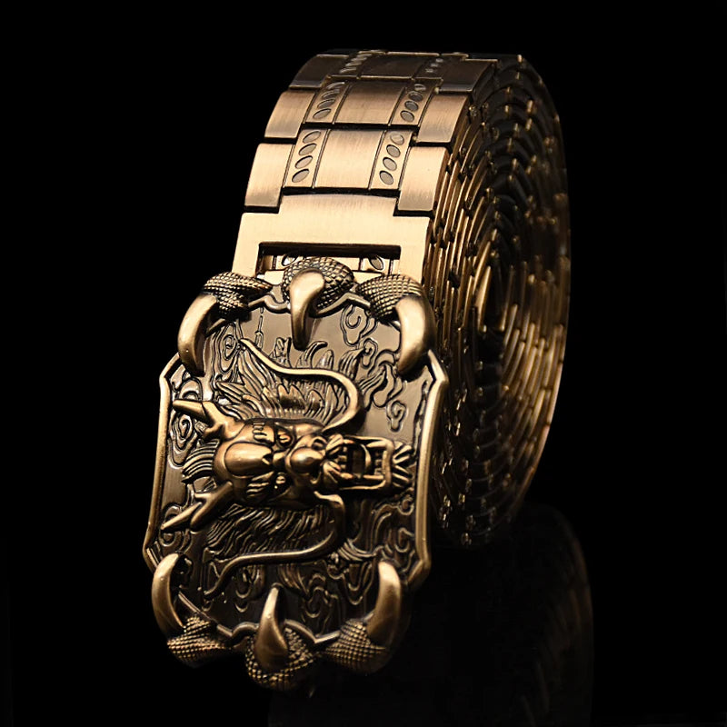 Men's Retro Dragon Belt – Gold Stainless 