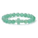 Natural Stone Cross Beaded Bracelet
