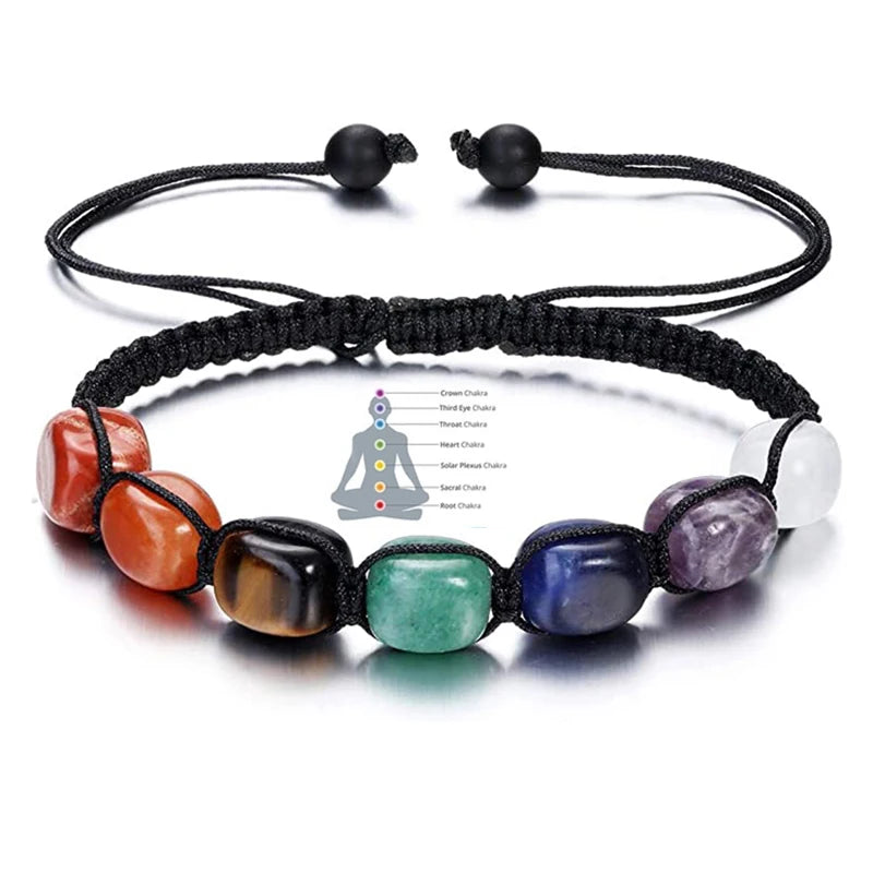 2Pcs 7 Chakra Reiki Healing Crystal Yoga Bracelets 