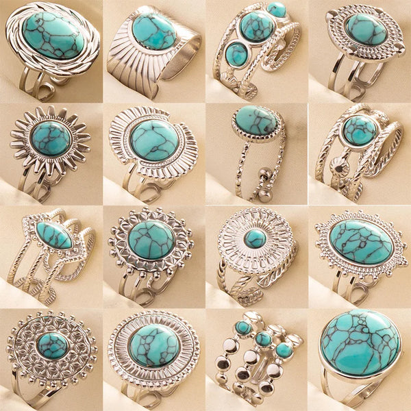 Boho Turquoise Adjustable Ring 