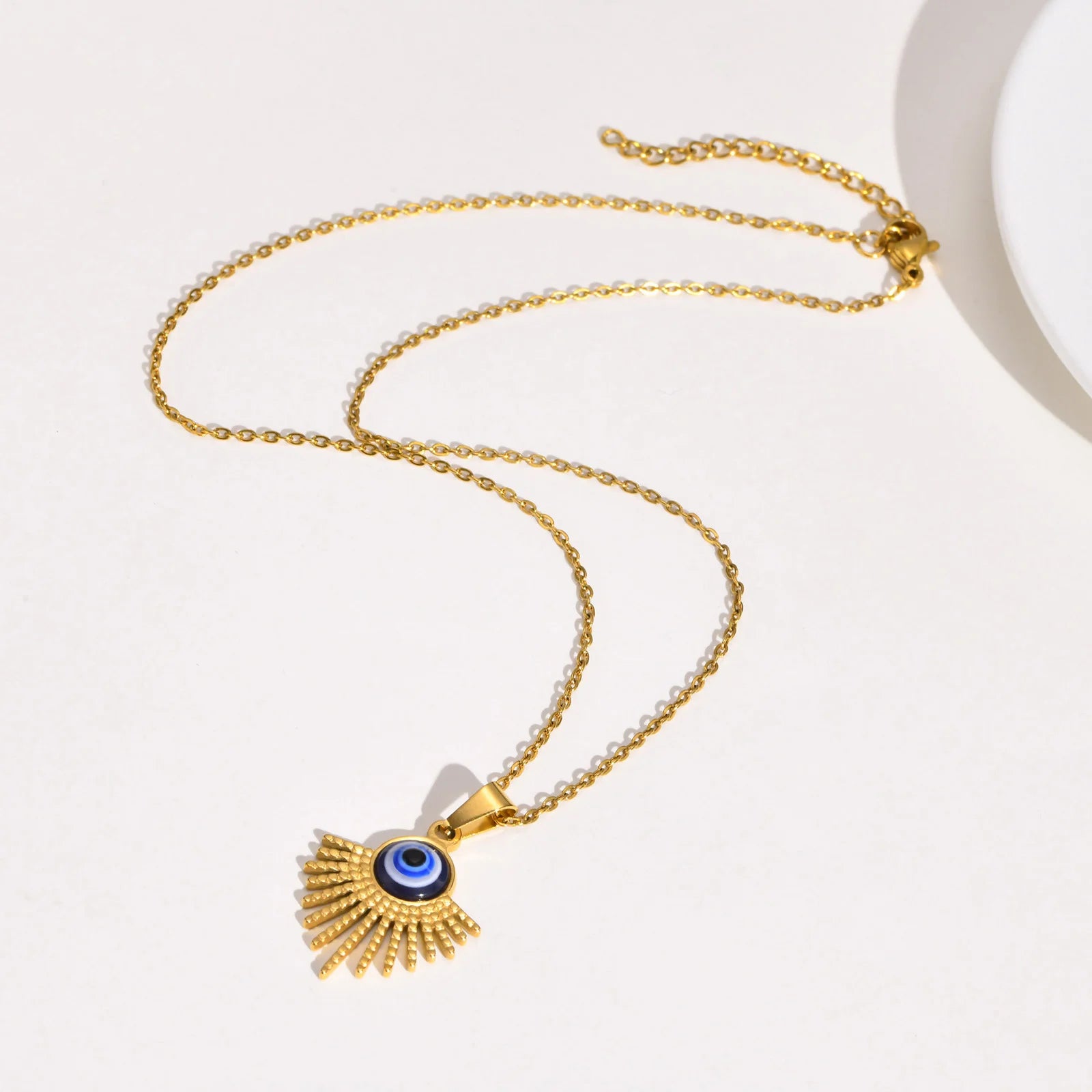 Evil Eye Circle Pendant Necklace