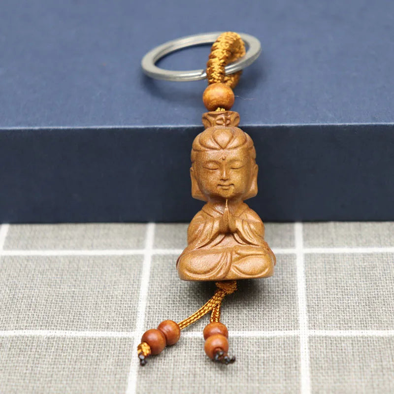 Buddha Wood Keychain 