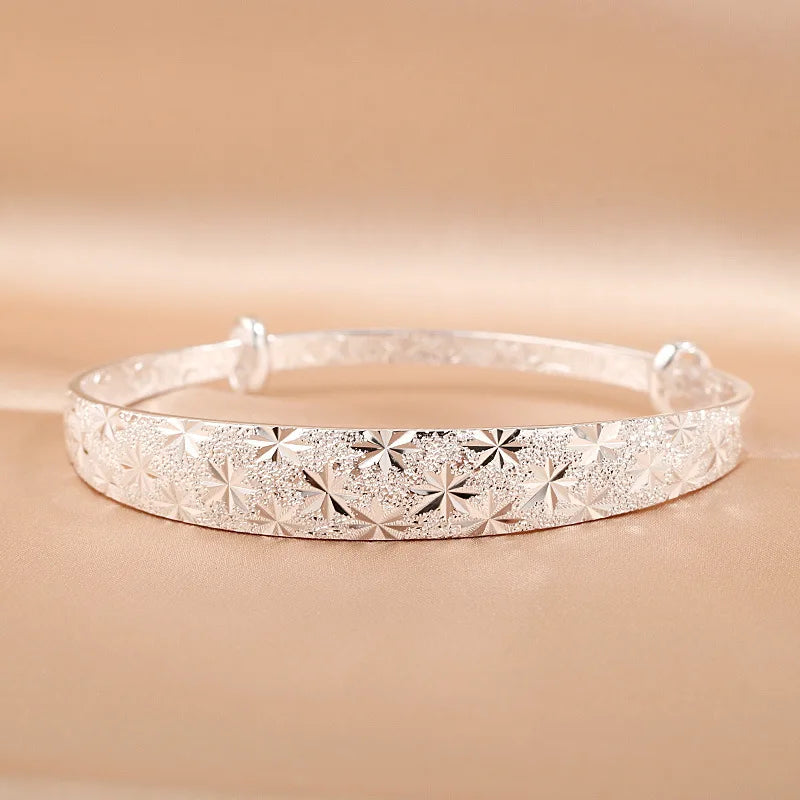Silver Gypsophila Star Cuff Bracelet