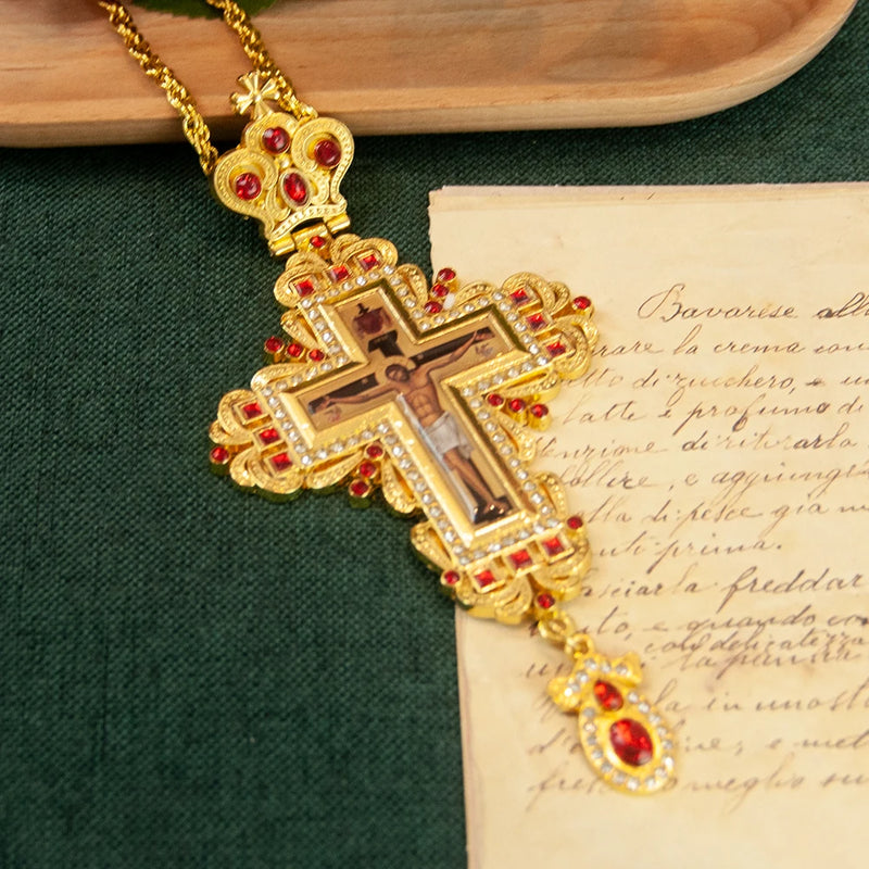 HT Gold Greek Orthodox Cross Necklace