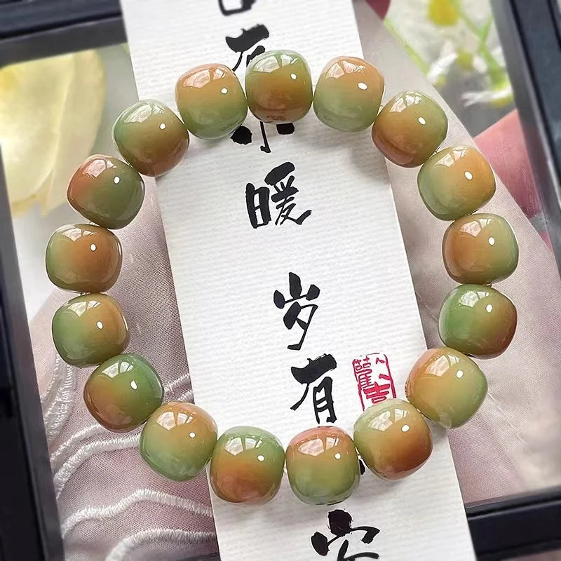 Large Natural Bodhi Root Bracelet with Buddha Beads