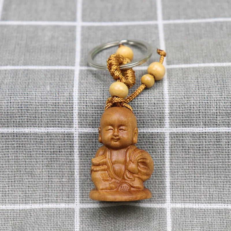 Buddha Wood Keychain 