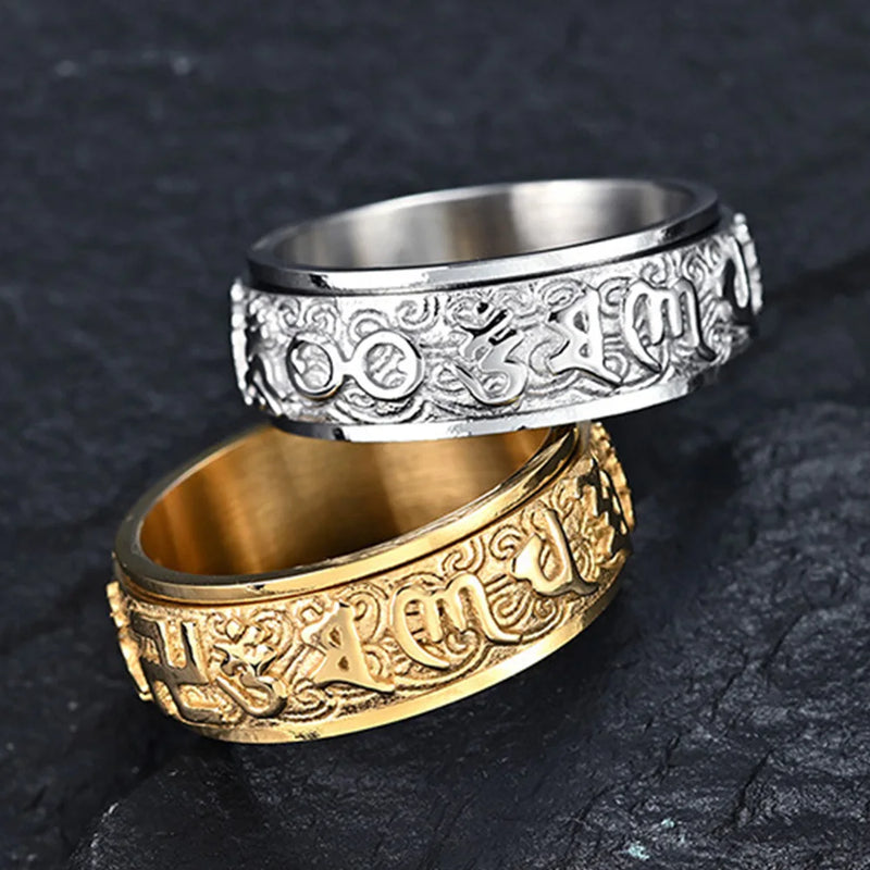 Six-Character Mantra Lotus Ring 