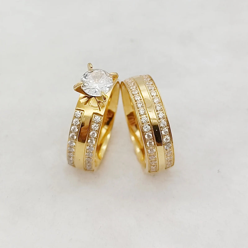 Gold Plated CZ Diamond Wedding Rings for Couples