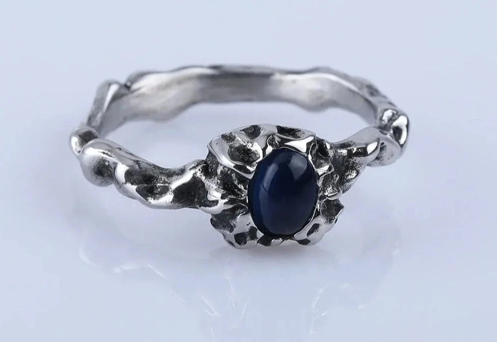 Vintage Natural Stone Amulet Protection Ring