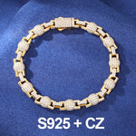 S925 Iced-Out Moissanite Bead Link Bracelet