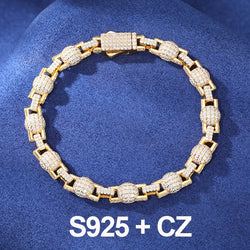 S925 Iced-Out Moissanite Bead Link Bracelet