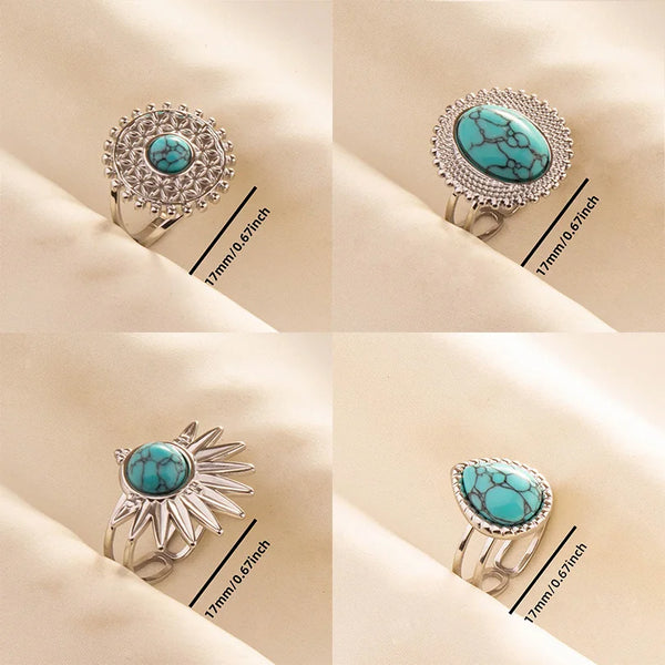 Boho Turquoise Adjustable Ring 