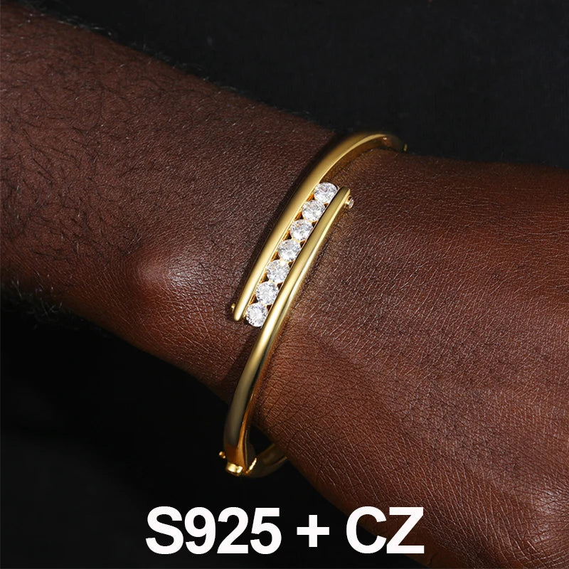 S925 Moissanite Punk Couple Bangle