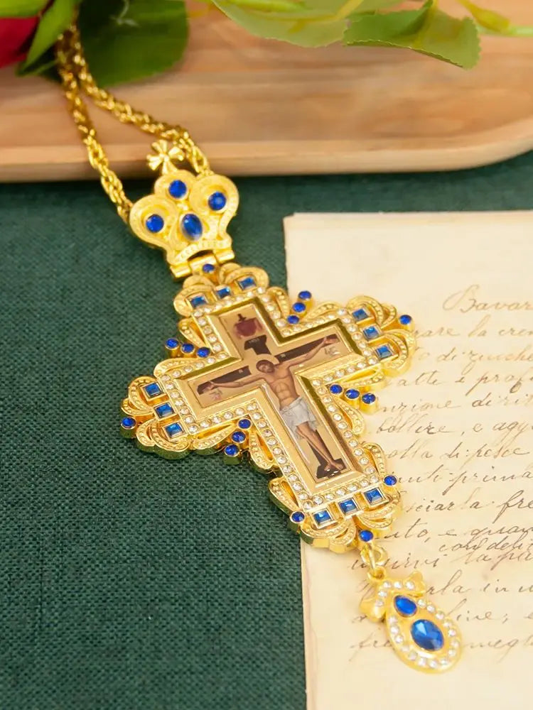 HT Gold Greek Orthodox Cross Necklace