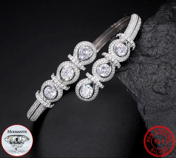 TUHE Luxury Moissanite 925 Silver Hip-Hop Bangle
