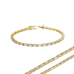 TOPGRILLZ Baguette Couple Tennis Bracelet