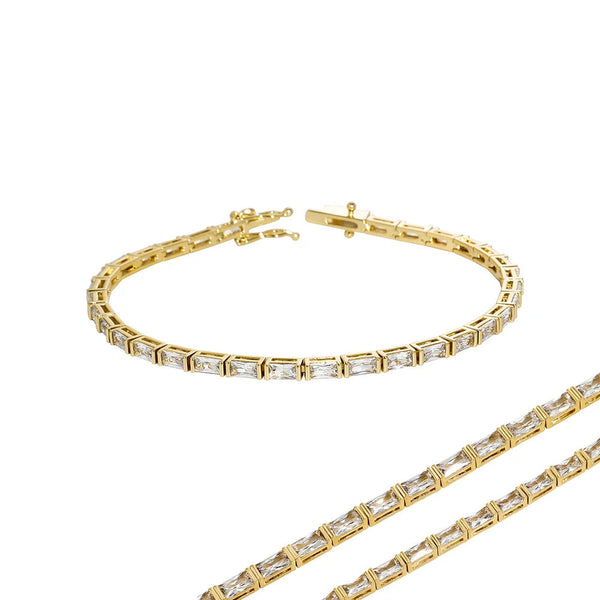TOPGRILLZ Baguette Couple Tennis Bracelet