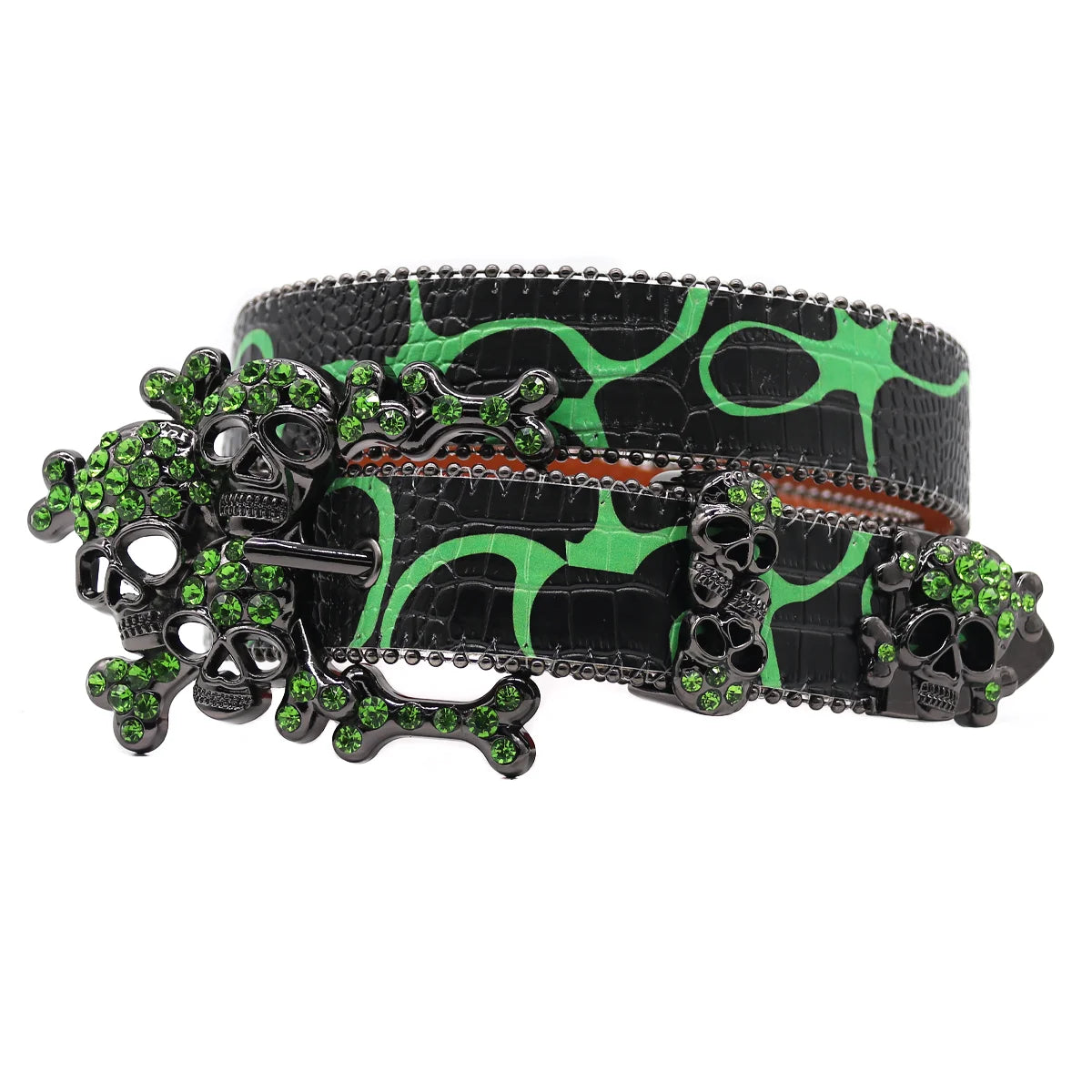Skull Western Rhinestones Belt
