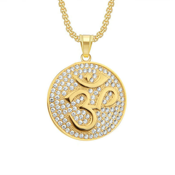 Gold Om Pendant - Hindu Amulet Necklace